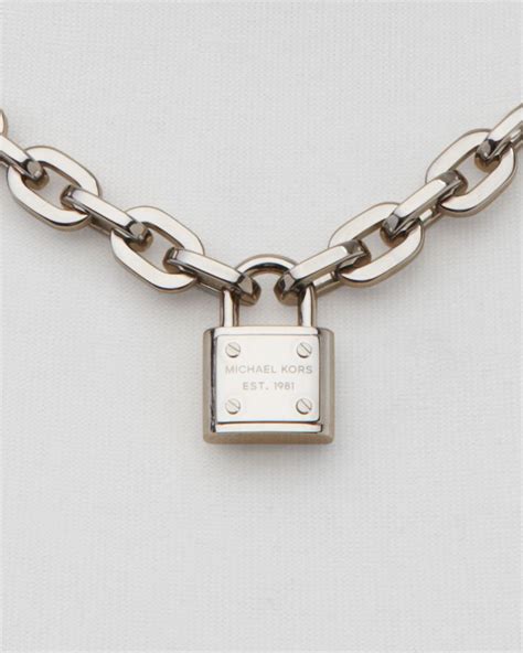 michael kors silver tone chain link padlock toggle necklace|Amazon.com: Michael Kors Padlock Necklace.